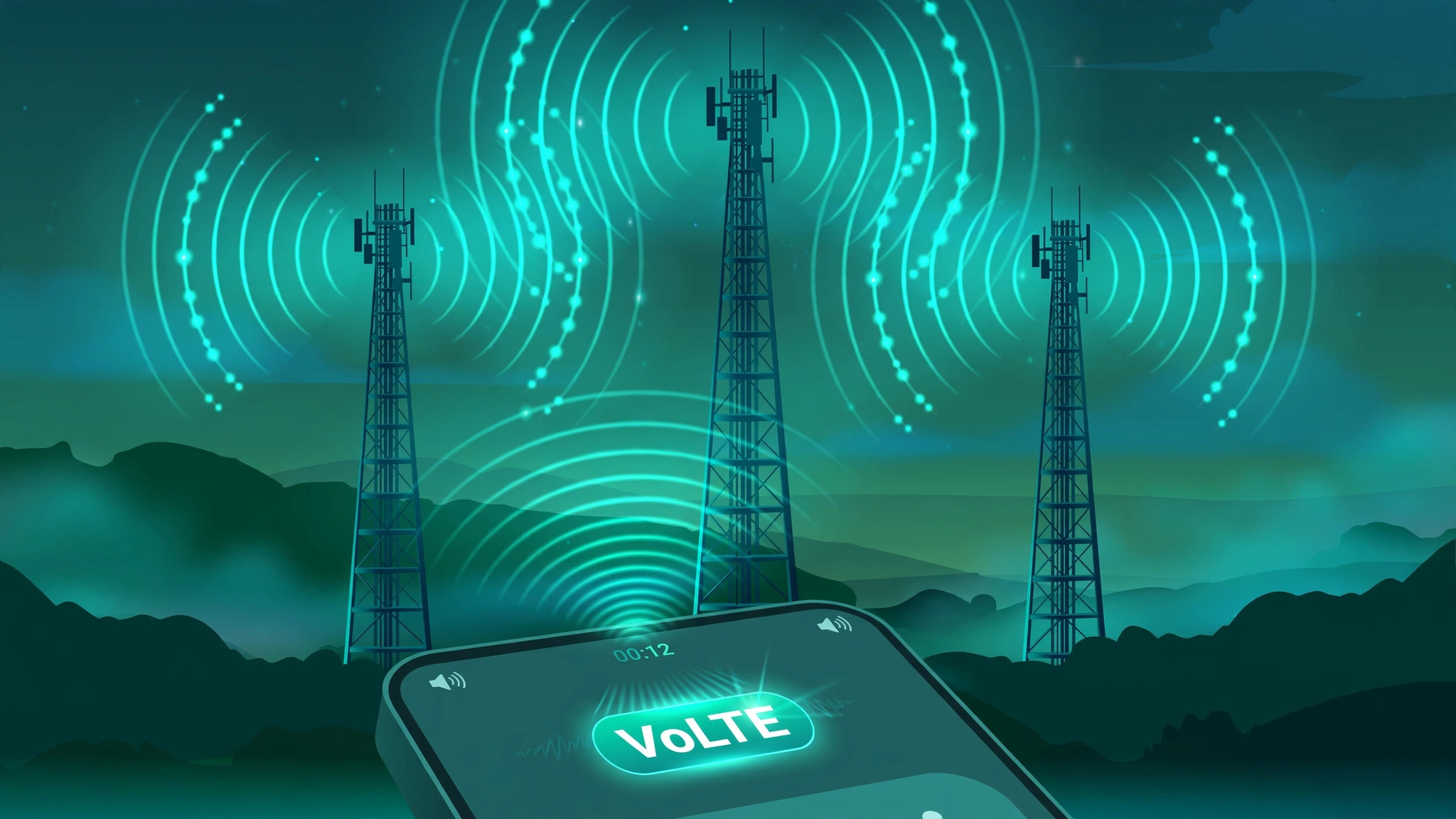 Smartphone displaying a glowing VoLTE HD voice-call badge with 4G signal towers behind it, illustrating how to activate VoLTE on Jazz, Zong, Telenor and Ufone in Pakistan