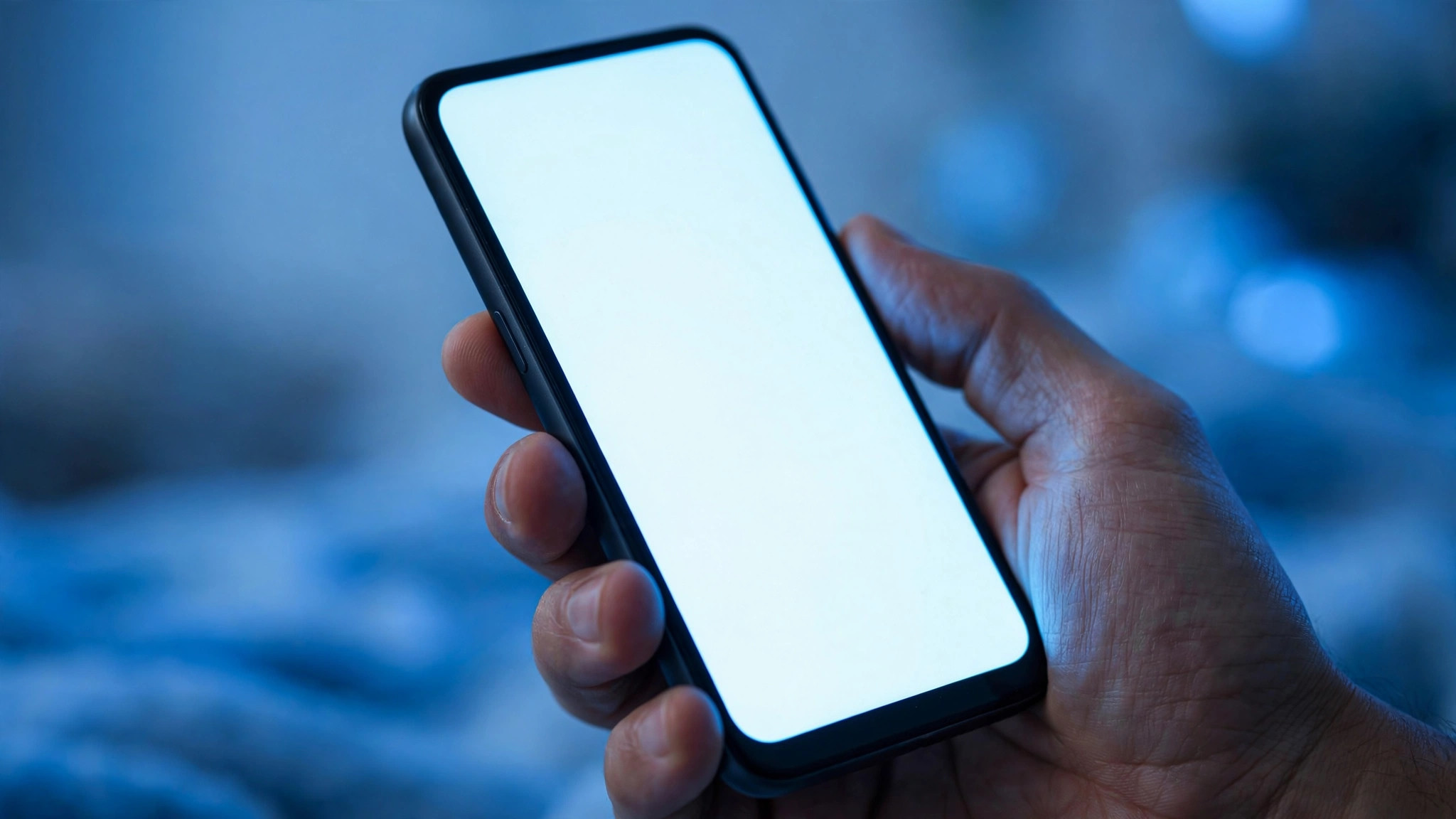 Hand holding a smartphone with a bright glowing screen, illustrating how to check a Telenor prepaid balance