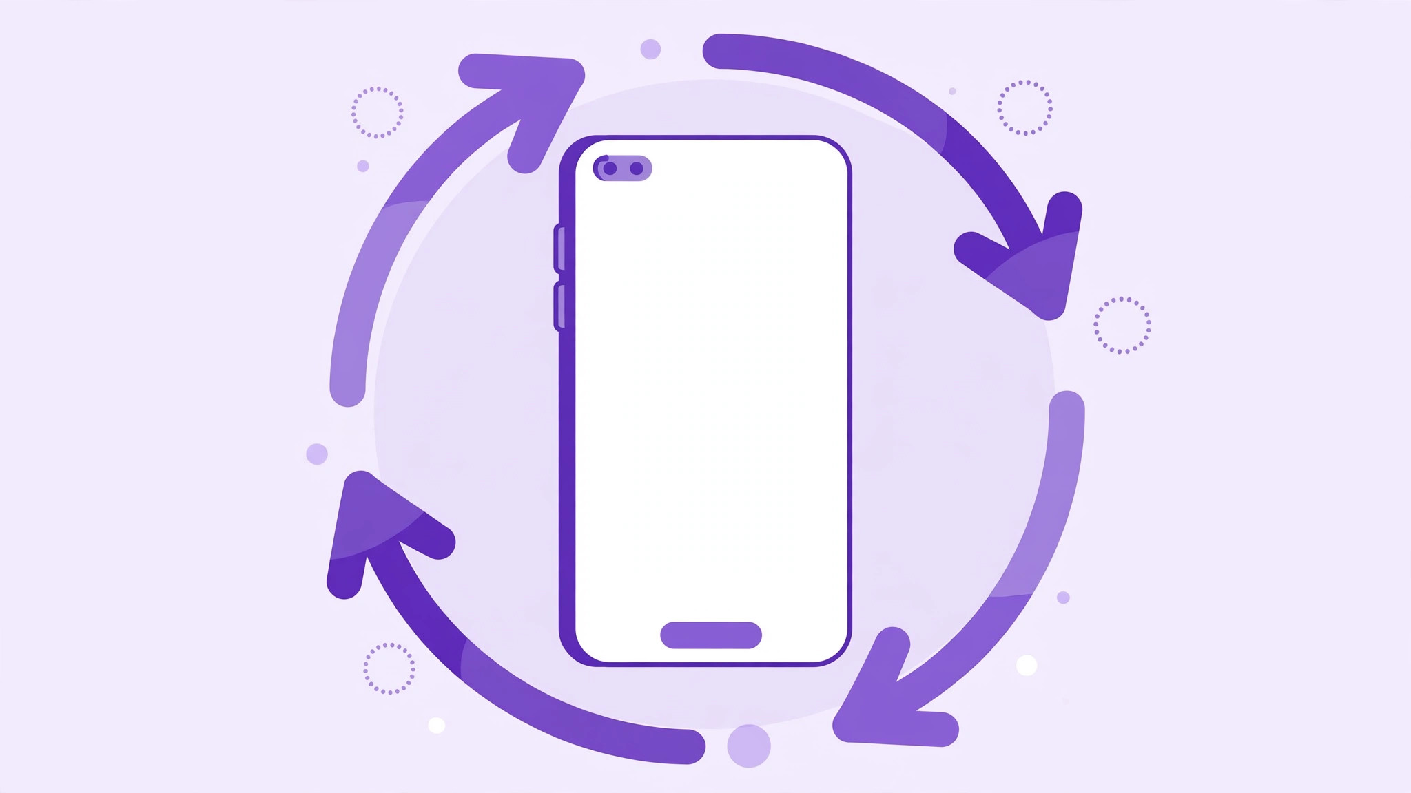 Flat illustration of a smartphone with circular arrows, illustrating a repeating weekly Ufone call package